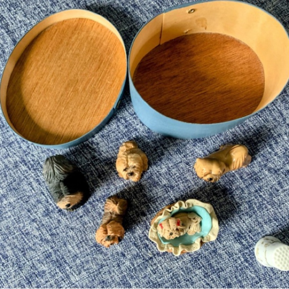 Collection Miniature Dog Figurines Bespoke Handcrafted Ceramic Thimble Boxed